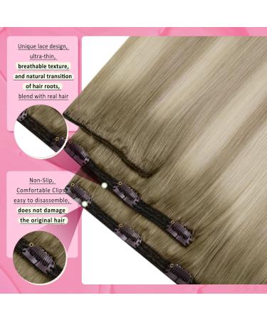 Youngsee 40cm Clip-In Ombre Hair Extensions | Real Remy Hair | Dark Ash Blond & Platinum Blonde | 120g 7PCs - Buy Online on GoSupps.com