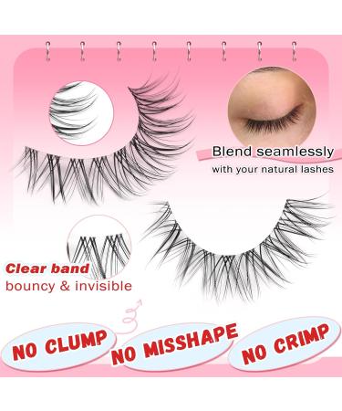 Eyelashes Wispy Natural False Lashes 3D C Curl Eye Lashes Clear Band Short Russian Strip Lashes that Look Like Extensions Reusable Fake Eyelashes Asian Fake Lashes Pack by Goddvenus short lashes - Buy Online on GoSupps.com