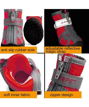 Zweitea Breathable Dog Shoes for Small Dogs | Slip-Resistant Reflective Pet Boots for Chihuahua | Paw Protection with Robust Sole - Red (1.1x1.38) - Buy Online on GoSupps.com