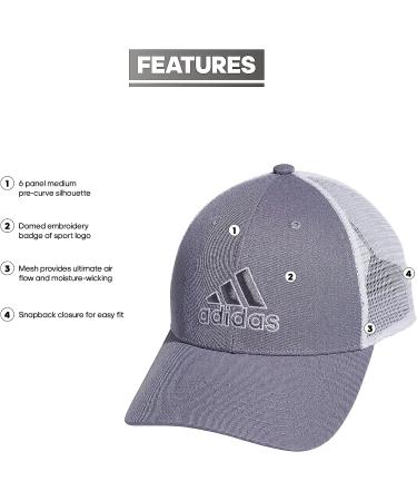 adidas Men's Structured Mesh Snapback - Grey/White | One Size - Buy Online on GoSupps.com