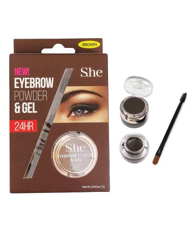 DEALPLUSDEAL S.he Eyebrow Powder and Gel 24 Hour Long Lasting Smudge Proof Eye Brow Makeup Brown