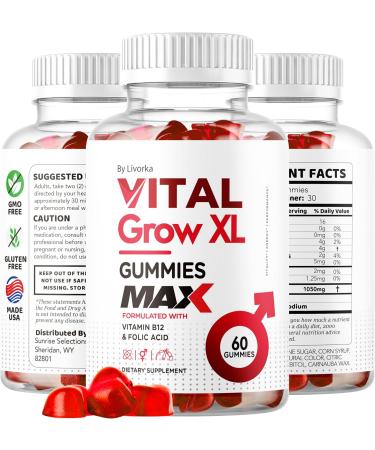 (5 Pack) Vital Grow XL Male Gummies - Men's Performance Gummies 1050MG Vital GrowXL Blend Vital Growth Gummy Advanced Formula 300 Gummies for 5 Months - Buy Online on GoSupps.com