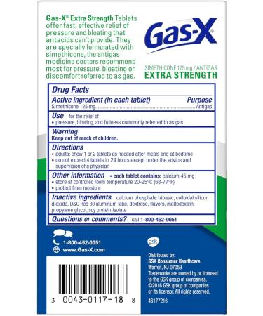 Gas-X Extra Strength Chewable Gas Relief Tablets - Simethicone 125 mg Cherry Flavor 36 Count Pack | Fast International Shipping - Buy Online on GoSupps.com