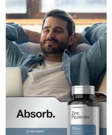 Zinc Picolinate 100mg | 180 Capsules | High Potency Non-GMO Gluten Free | Zinc Supplement by Horbaach - Buy Online on GoSupps.com