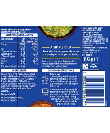 Princes Chilli Con Carne 392g - Delicious and Convenient Meal Option - Buy Online on GoSupps.com