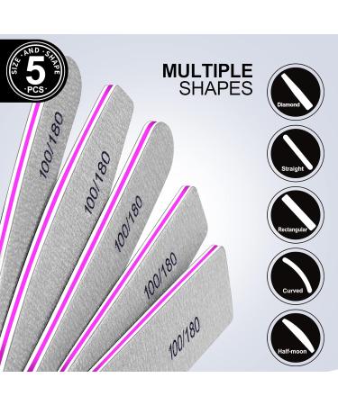 FANDAMEI 10 Pcs in 5 Shapes Professional Nail Files 100/180 Grit Double Sided Polishing Sanding for Manicure Home and Salon 10 Unit (Lot de 1) 10.0 - Buy Online on GoSupps.com