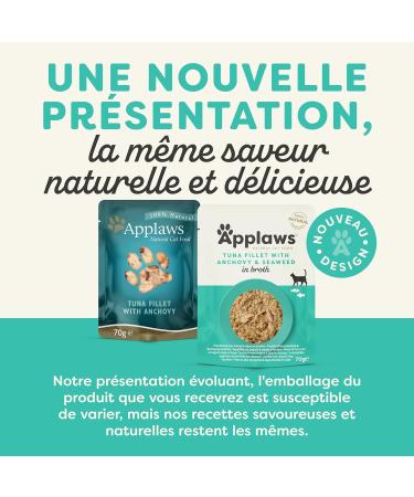 Applaws - Natural - Wet food for adult cats - Tuna fillet and anchovies in broth - 12 pouches of 70 g - Buy Online on GoSupps.com