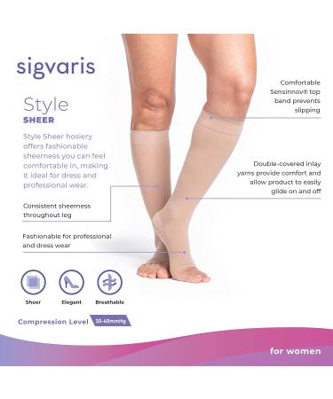 SIGVARIS Women s Sheer 780 Open Toe Calf-High Compression Socks 30-40mmHg - Natural - Small Short - Premium International Shipping - Buy Online on GoSupps.com