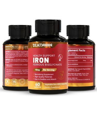 Iron Supplement for Women & Men - Highly Absorbable Iron Bisglycinate Capsules for Adults Vegan Non-GMO Gluten-Free Supports Energy & Overall Wellbeing 60 Count (Pack of 1) - Buy Online on GoSupps.com