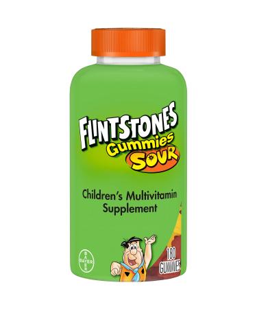 Flintstones Sour Gummies Kids Vitamins  Gummy Multivitamin for Kids with Vitamins A  B6  B12  C  D & more  180ct Sour Gummies 180 Count (Pack of 1)