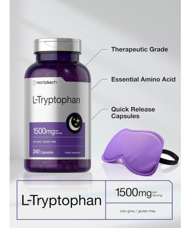 Horb ach L Tryptophan 1500mg Capsules | 240 Count | Nighttime Formula | Non-GMO Gluten Free Supplement - Buy Online on GoSupps.com