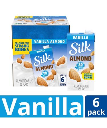 Silk Almond Milk Vanilla - Dairy-Free, Non-GMO, 6 Pack (1 Qt Each) - Buy Online on GoSupps.com