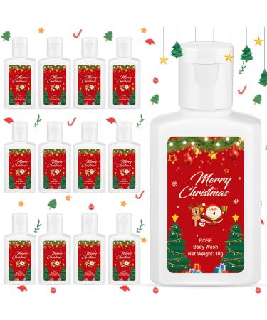 12 Pcs Christmas Gifts Bulk Daily Moisturizing Body Wash Mini Body Wash Travel Size 1oz Skin Cleanser Shower Gel Moisture Thank You Gifts for Christmas Wedding Party Bridal Shower Favors Christmas Tree