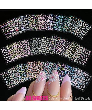 102 Sheets Nail Art Stickers & Storage Book - 5200 Pieces 3D Self-Adhesive Floral Nail Stickers with Rhinestones | Multicolor Laser Gold Nail Decals for DIY Manicure | Perfect for Women & Girls - Buy Online on GoSupps.com