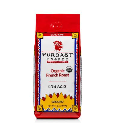 Puroast Low Acid Ground Coffee, Premium Organic French Roast, High Antioxidant, 0.75 lb