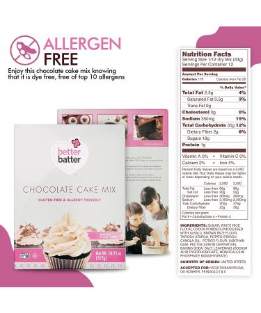 Better Batter Gluten Free Chocolate Cake Mix | Top 8 Allergen Free & Vegan | Moist & Delicious Cup-for-Cup Baking Alternative | Kosher & Non-GMO - Buy Online on GoSupps.com