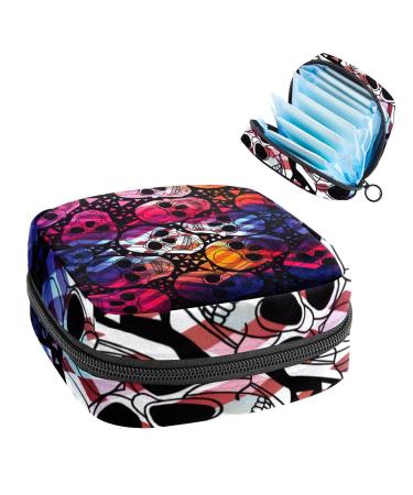 Women's bonds Storage pockets Stillpad keeper gothic punk skull head portable period kit pocket feminine product bag for women girls color1