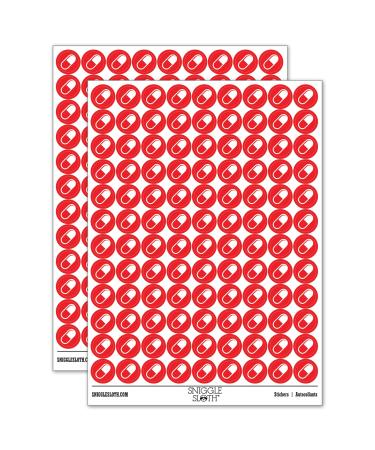 Pill Medicine 200+ Round Stickers - Gloss Finish - 0.50" Size - Red Red Gloss