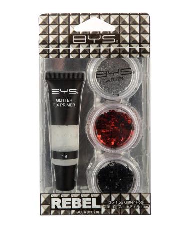 Buy BYS Glitter Face and Body Kit Rebel Instant Sparkle with 3 Assorted Glitters & Fix Primer for Stunning Looks International Shipping - Buy Online on GoSupps.com