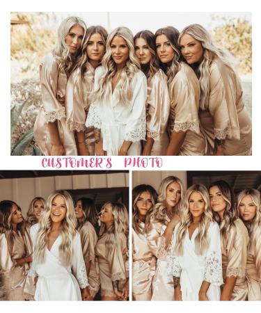 BESDEL Women's Satin Silk Bathrobe | Short Kimono Robe | Bridesmaids Robe - M Beige - Buy Online on GoSupps.com