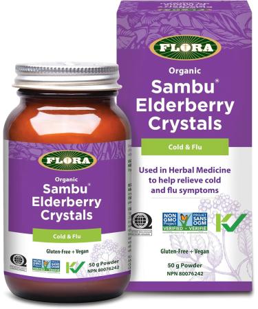 Flora Health Organic Sambu Elderberry Crystals Healthful Convenient and Delicious Daily Boost for Symptoms of Seasonal Issues 50 g Powder Glass Bottle - Buy Online on GoSupps.com