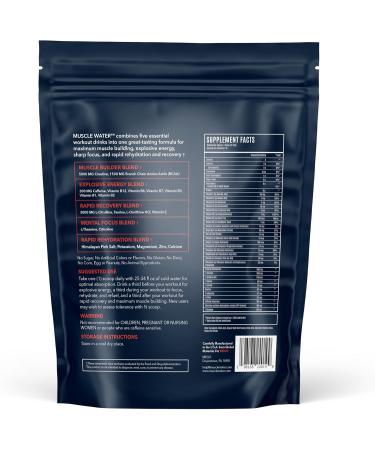 MUSCLE WATER Pre Workout Powder | Muscle + Pump + Energy | 20+ Supplements 0 Tubs | 5g Creatine + 300mg Caffeine | Sugar-Free | Fruit Punch | 30 Servings Fruit Punch 1.48 Pound (Pack of 1) - Buy Online on GoSupps.com