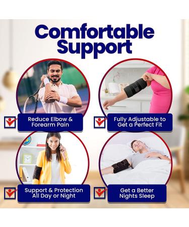 Elbow Splint for Tendonitis & Cubital Tunnel Brace - Tennis Elbow Support with Arm Compression Sleeve - Ulnar Nerve Brace for Men & Women - Pain Relief & Sleep Aid - Buy Online on GoSupps.com