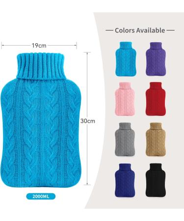 Samply 2L Hot Water Bottle with Knitted Cover - Hot/Cold Compress for Pain Relief - Cobalt Blue/Sapphire Blue - Buy Online on GoSupps.com