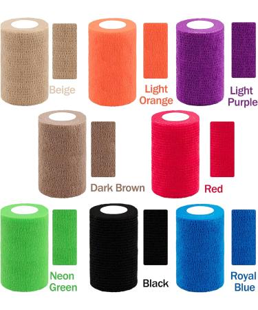 BQTQ 8 Rolls Cohesive Bandage 4 Inch - Self Adherent Sport Wrap Tape for Ankle Sprains & Swelling - Rainbow Colors - 8 Pack - Buy Online on GoSupps.com