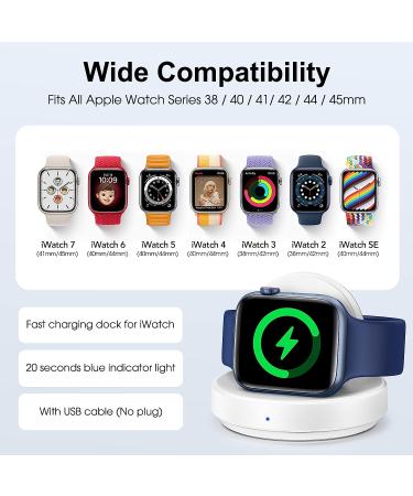 ZAPOGO Portable Magnetic Apple Watch Charger Stand - Wireless Fast Charging Dock with Nightstand Mode for Apple Watch Series 8/7/SE/6/5/4/3/2 - White - Buy Online on GoSupps.com