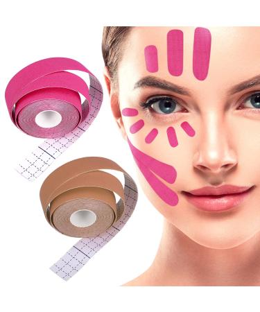 2 Rolls Facial Eye Neck Tape Patches for Double Chin Strips V-shaped Facial Breathable Stickers with Elasticity Suitable for Face eye and neck double chin strips - 2.5CM*500CM