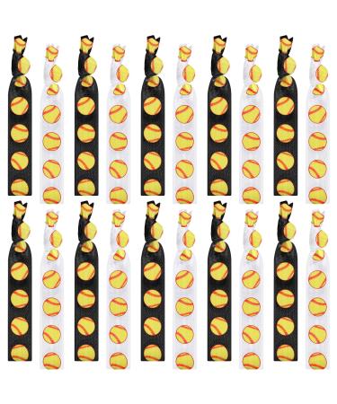 Hanaive 20 Pcs Baseball Softball Hair Ties Baseball Hair Bands Softball Elastic Hair Ties Baseball Bracelets No Crease Ribbon Baseball Softball Hair Accessories for Girl Women (Softball)