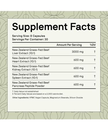 Nutriissa Full-Spectrum Beef Organ Capsules 5400 mg Grass-Fed Liver Heart Kidney Spleen & Pancreas EPEB Certified for Purity & Potency 240 Capsules - Buy Online on GoSupps.com