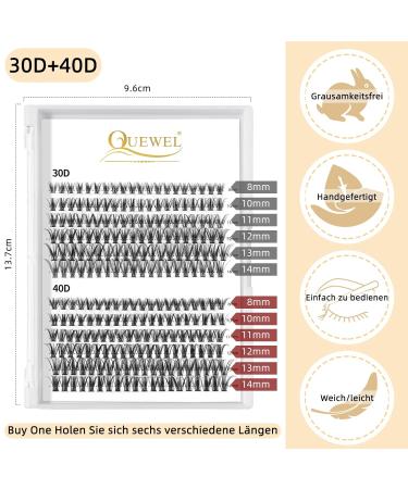 QueWel Cluster Lashes - 240 Pieces of 0.07D Curl DIY Eyelash Extensions (8-14mm Mix) for Natural Look - Single Cluster Eyelashes - Buy Online on GoSupps.com