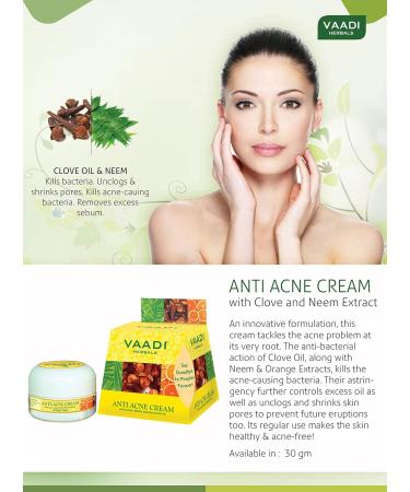 Buy Vaadi Herbals Anti Acne Cream - Clove & Neem Extract 30g x 3 | Effective Acne Treatment & Skin Care - Buy Online on GoSupps.com