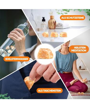 Puraja Orange Calcite Gemstones Set | Natural Premium Raw Stones for Healing Water & Chakra | Varten 350g Pure Crystals - Buy Online on GoSupps.com