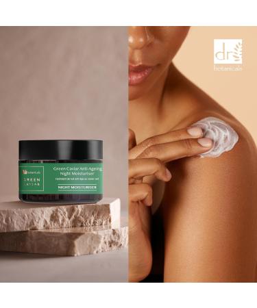Dr Botanicals Green Caviar & Hyaluronic Acid Anti-Ageing Night Moisturiser 50ml | Deep Hydration and Wrinkle Reduction - Infused with Powerful Green Caviar Extract and Hyaluronic Acid - Buy Online on GoSupps.com