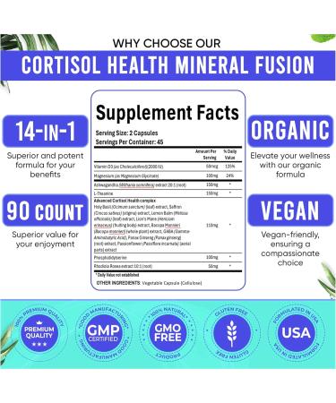 Adndale Cortisol Supplements for Women. Cortisol Reducer 14-in-1 Ashwagandha Supplement with Magnesium Glycinate L-Theanine & More. 90 Capsules. - Buy Online on GoSupps.com