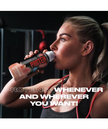 Body Attack High Protein Shake - Strawberry - 12 x 500ml - 50g Protein per Bottle - Ready-to-Drink Muscle Building - Made in Germany - Buy Online on GoSupps.com