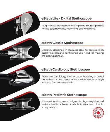 eSteth Pediatric Stethoscope - Ultra Sensitive Dual-Head for Heart & Lung Sounds - Flexible Tubing Extra Ear Tips 32" Long Purple - International Shipping Available - Buy Online on GoSupps.com