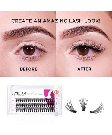 BEYELIAN Individual 3D Natural Look Cluster Lashes - 20 Roots 0.10mm Mix (10/12/14mm) - DIY Eyelash Extensions - Buy Online on GoSupps.com