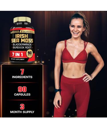 7in1 Irish Sea Moss Capsules 6750 Mg with Organic Bladderwrack & Burdock Root Turmeric Apple Cider Vinegar - Raw Seamos Pills for Hair Skin Thyroid Healths - 90 Caps for 3-Month Supply 90 Count (Pack of 1) - Buy Online on GoSupps.com