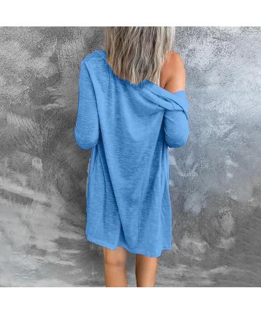 Long Shirt Outerwear Top Thin Warm Knitted Coat Women's Blouse V-Neck Shirt Tunic Long Women's Tunic Women's Shirt Casual Checked Shirt Women's Winter Chunky Knit Jacket G-sky Blue XXL - Buy Online on GoSupps.com