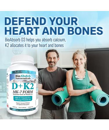 Vitamin D3 1000 IU + Vitamin K2 MK-7 (120 mcg). 330-Day Supply Of Vitamin D3 K2. Organic Coconut Oil Base For Optimal Absorption of K2 D3 Vitamin Supplement (330 Softgels of Vitamin D K2) - Buy Online on GoSupps.com