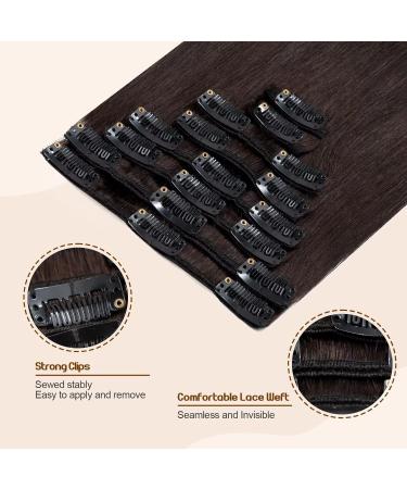 Tess Clip-In Real Hair Extensions - Dark Brown #2 18 Clips 8 PCs 12 (30cm) - Lightweight 55g Affordable Remy Hair Extensions - Buy Online on GoSupps.com