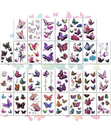 126Pcs 3D Butterfly & Flower Temporary Tattoo Stickers for Women & Kids - Buy Online on GoSupps.com