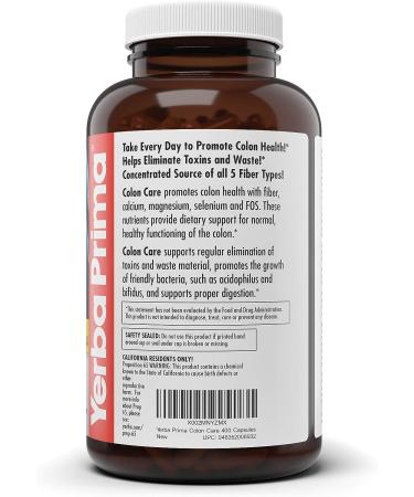 Yerba Prima Prebiotic Colon Care Capsules - 400 Caps - Fiber & FOS Dietary Supplement - Buy Online on GoSupps.com
