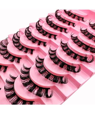 10 Pairs 3D Artificial Eyelashes - Russian Style Natural Curly Cat Eye Lashes (D-Curl Wispy Volume) - S011 - Buy Online on GoSupps.com