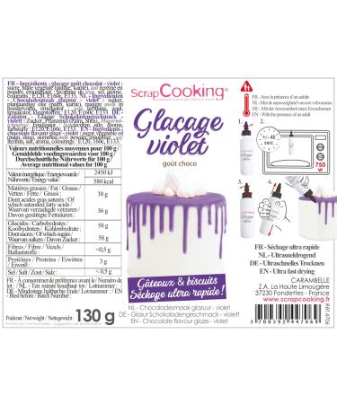 Scrapcooking Drip Cake Glaze Violet 130g - Quick-Dry Cake Decoration for Drip Cakes Cookies Donuts - Perfect for Birthdays & Halloween - Buy Online on GoSupps.com