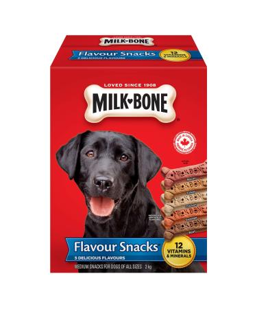 Milk-Bone Flavour Snacks Dog Biscuits Medium Sized Dog Treats Assorted Flavours 2kg Boxes (Pack of 6) Medium dog 2Kg (Pack of 6)